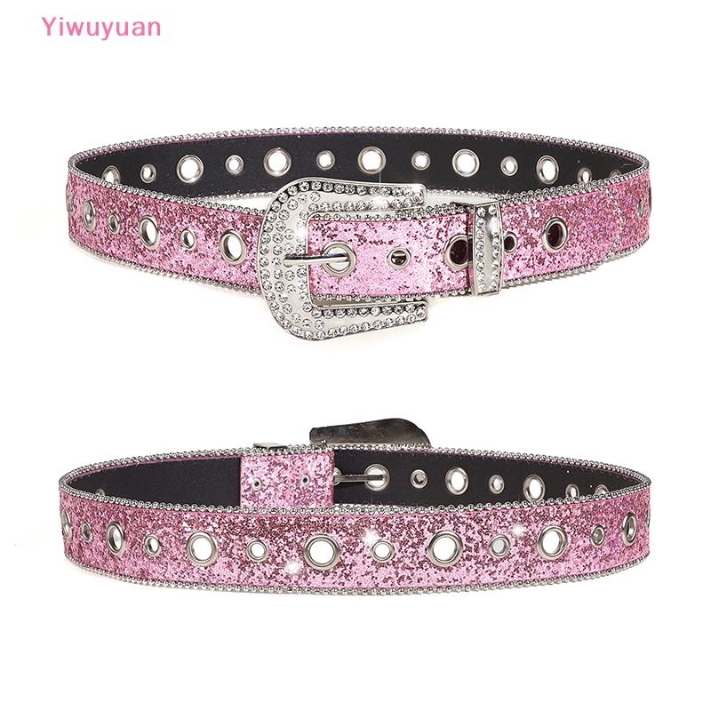 Thắt Lưng Da PU Đính Đá Lấp Lánh Phong Cách Cao Bồi Phương Tây Y2K Mới