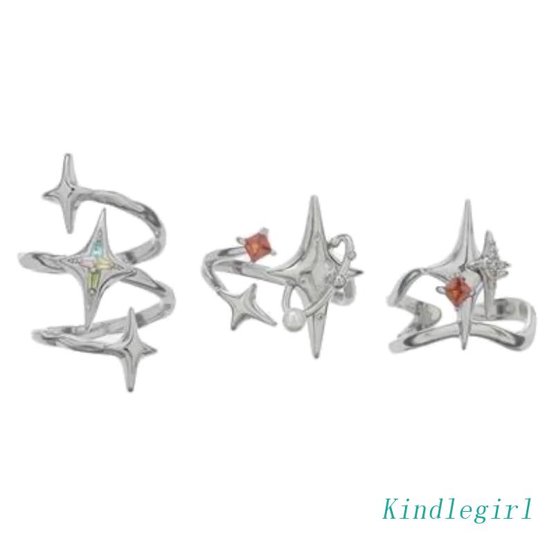 Nhẫn Cặp Đính Đá Pha Lê Tự Nhiên Hình Chữ Thập Ngôi Sao / Hình Học Độc Đáo Thời Trang Cho Cặp Đôi