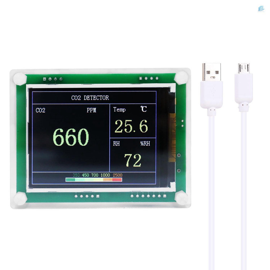 Máy Kiểm Tra Khí CO2 USB Mini Màn Hình LED Độ Chính Xác Cao Đa Năng
