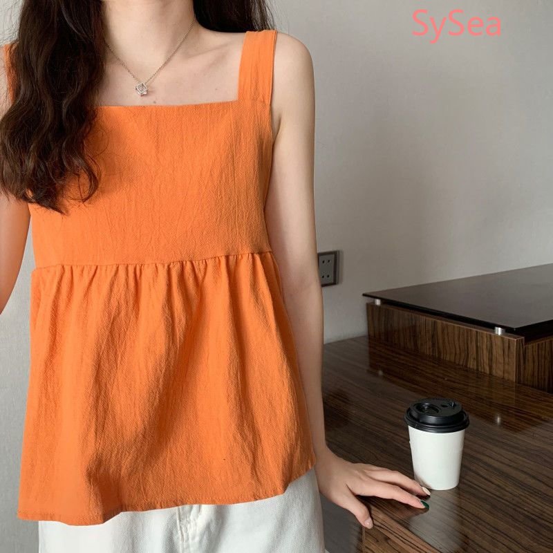 Áo Hai Dây Cổ Vuông Thắt Nơ Thời Trang Mùa Hè Cho Nữ