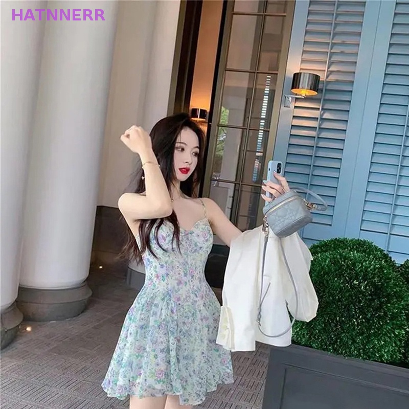 Đầm Hai Dây Mini Hai Dây Họa Tiết Hoa Thời Trang Mùa Hè Cho Nữ FHS