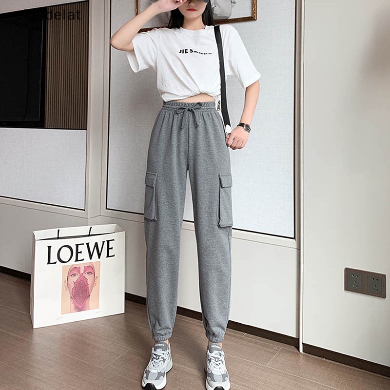 Mfc Quần Thể Thao Lưng Cao Co Giãn Màu Trơn Phong Cách Harajuku Retro Dành Cho Nữ