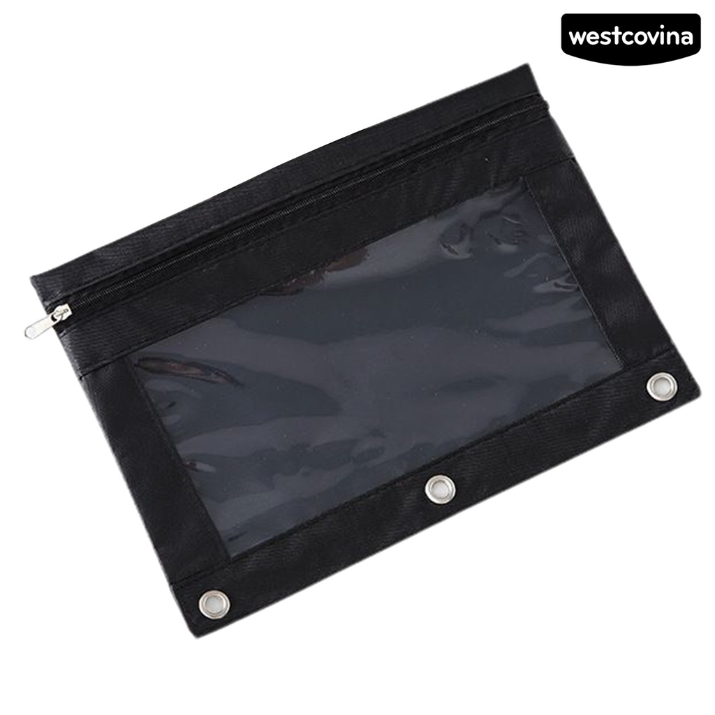 [COD]♪Túi Đựng Bút 3 Lỗ Bằng Vải Oxford Trong Suốt Có Khóa Kéo Tiện Dụng Cho Trường Học / Văn Phòng