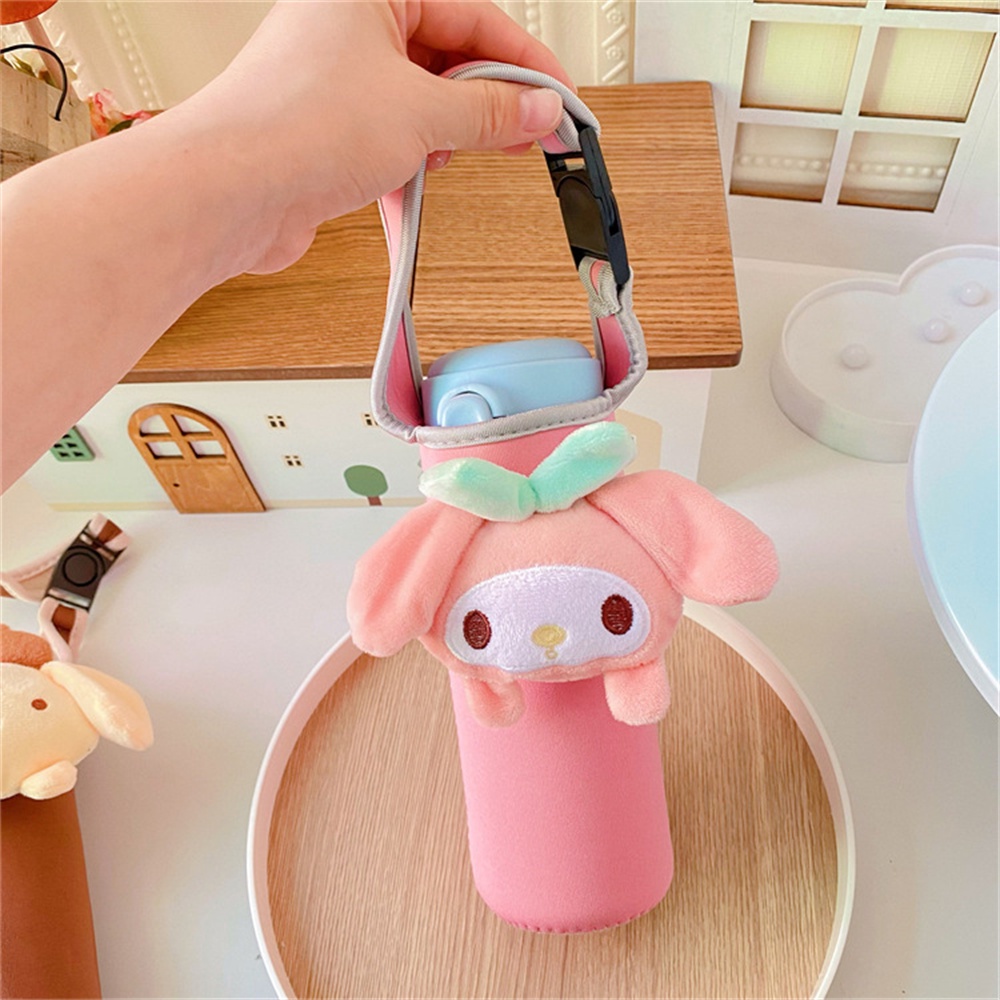 ♫Sanrio Túi Đựng Cốc Nước Bằng Vải Nhung Lông Túi Đựng Cốc Nước Cinnamoroll My Melody Kuromi Túi Đựng Chai Nước Cách Nhiệt Chống Rơi Cầm Tay Quà Tặng Du Lịch Tiện Dụng