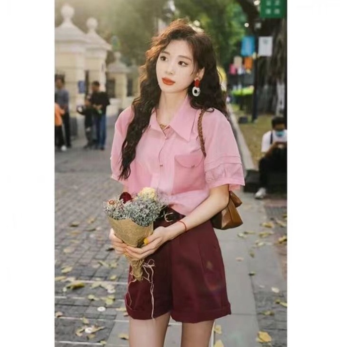 Áo Sơ Mi Ngắn Tay Phong Cách Hong Kong Cổ Điển Mẫu Mới 2023 Thời Trang Mùa Hè Cho Nữ