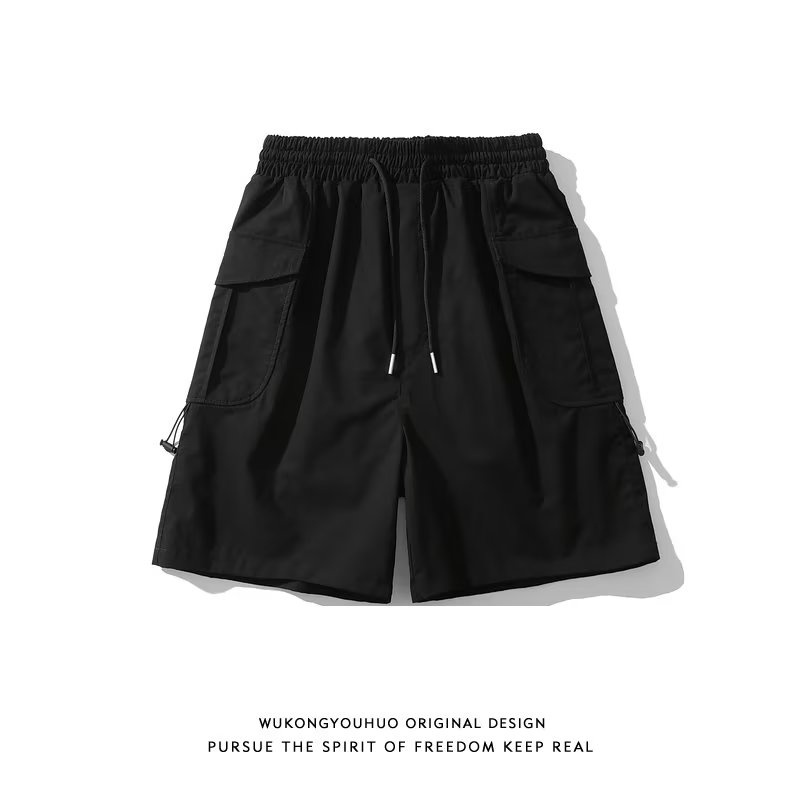 Quần Kaki Ngắn Dáng Rộng Nhiều Túi Phong Cách Hip hop Nhật Bản Cá Tính Cho Nam