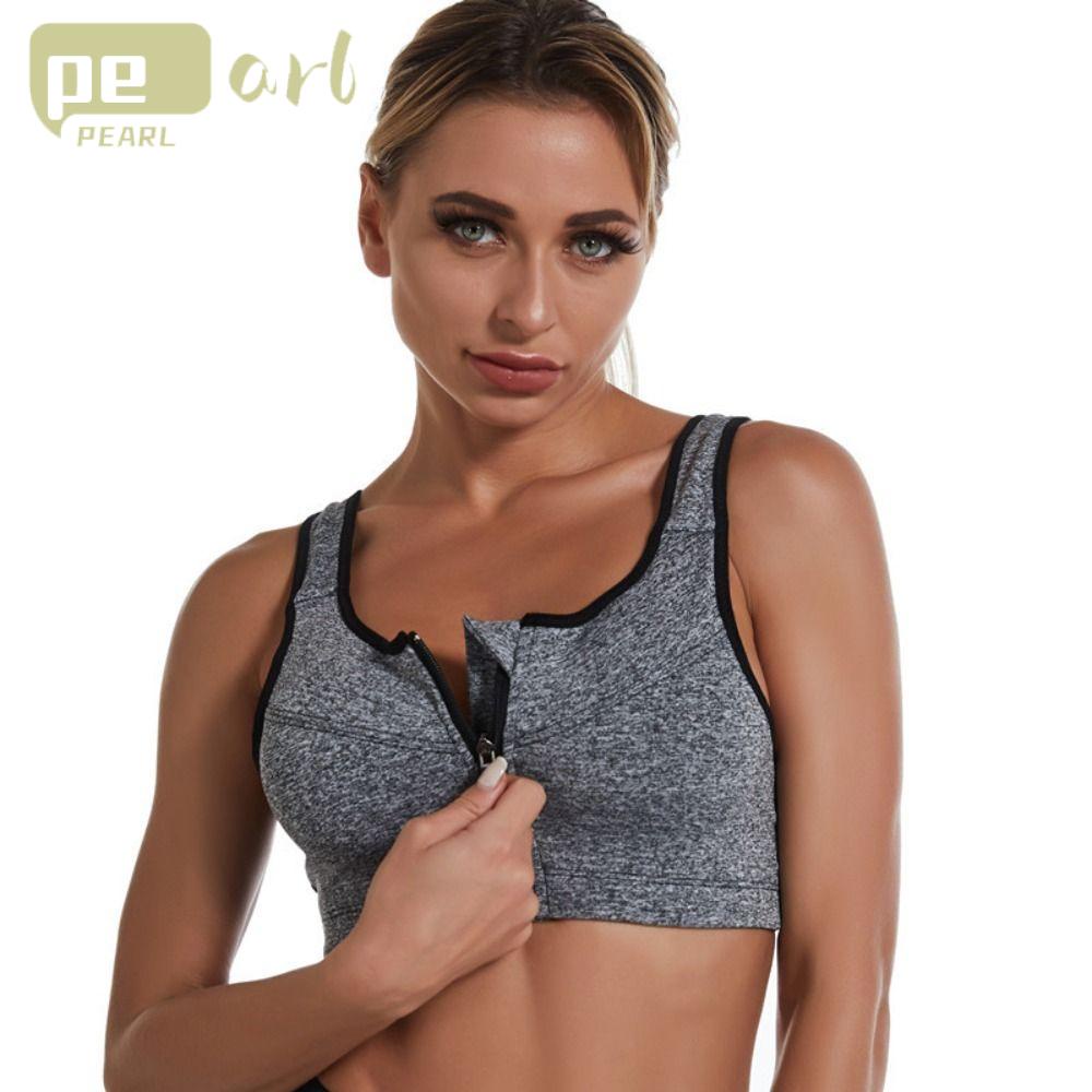 .Áo Bra Thể Thao Có Mút Nâng Ngực Phối Khóa Kéo Trước Thời Trang Quyến Rũ Cho Nữ