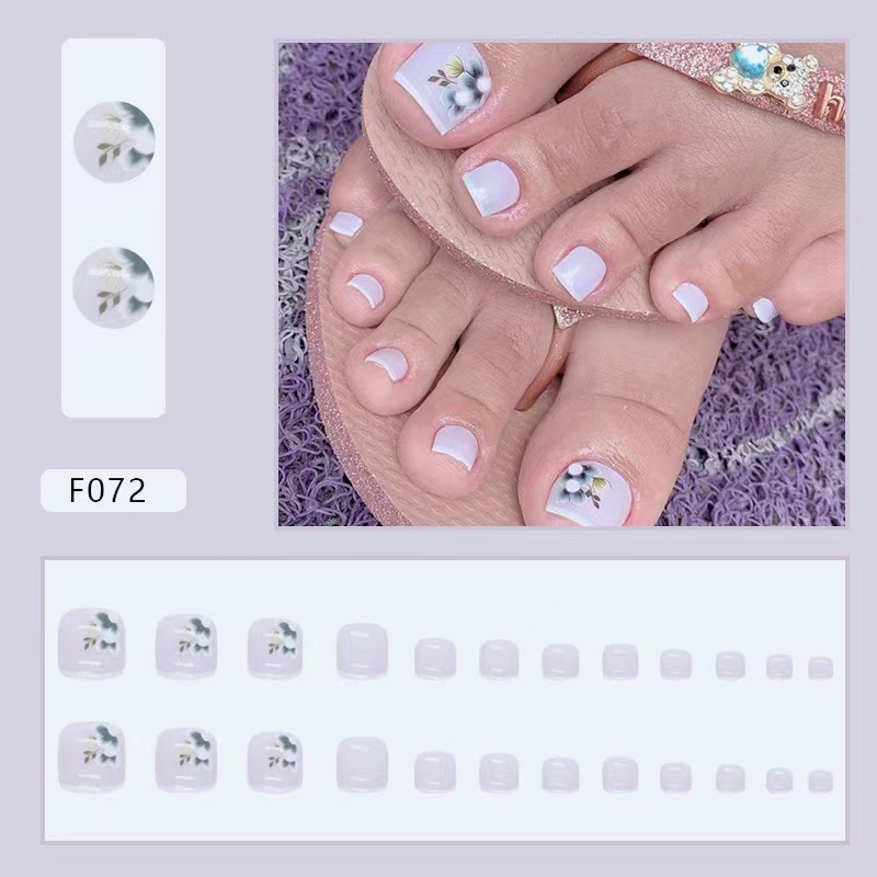 Móng Chân Giả Họa Tiết Hoa Phong Cách Pháp F072