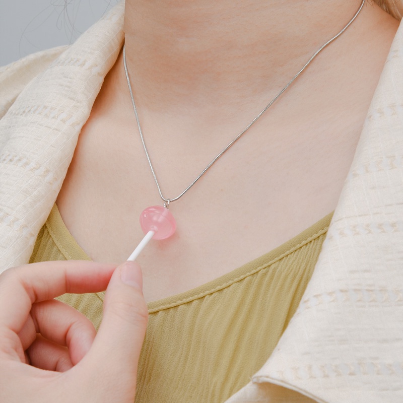 Vòng cổ Mặt Kẹo Mút Đính Pha Lê Thời Trang Hàn Quốc Mới Cho Nam Nữ