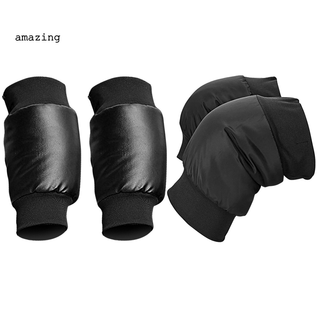 1 Cặp Đệm Bảo Vệ Đầu Gối Chống Trượt Bằng Lông Cừu Màu Vàng Kim Dùng Khi Đạp Xe