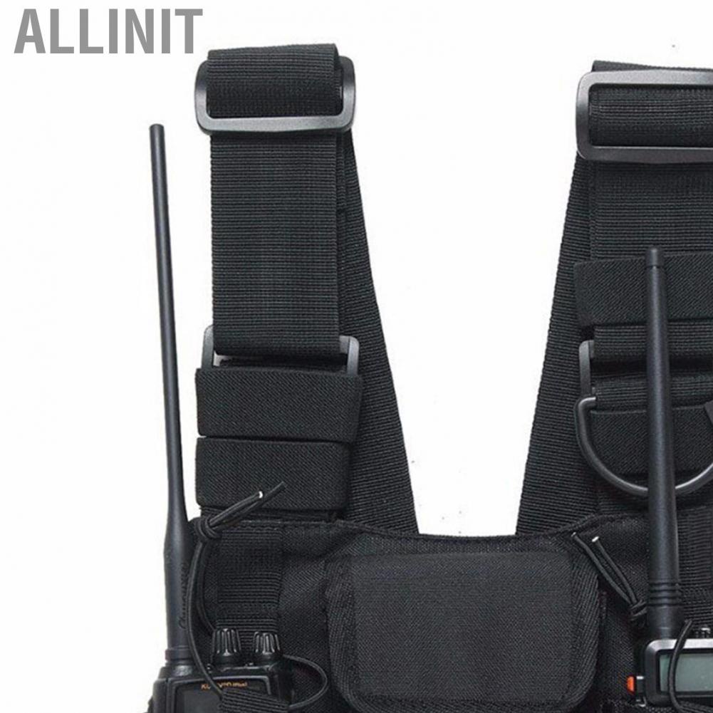 Allinit Walkie Talkie Chest Pocket  Side Buckle Durable Large Capacity Wear Resistant Adjustable Length Widen Shoulder Straps Rig Bag for Outdoor