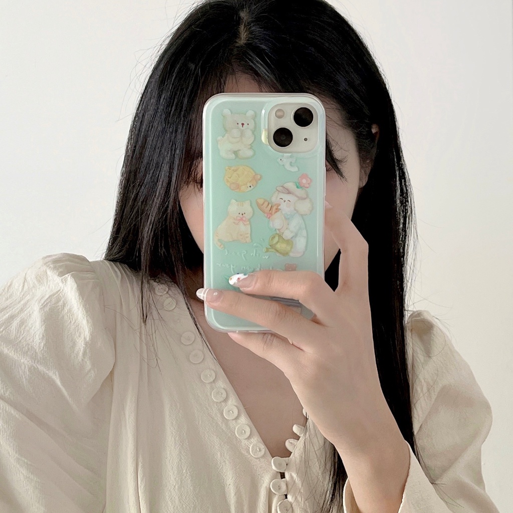 Ốp Điện Thoại TPU Silicon Mềm Trong Suốt Họa Tiết Hoạt Hình Cho iPhone11 12 13 14 Pro Max