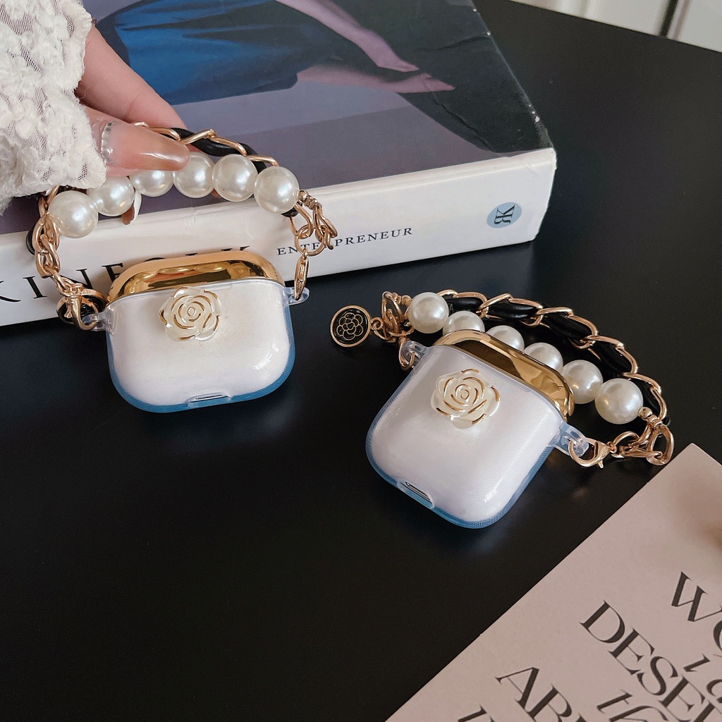 Vỏ Bảo Vệ Hộp Sạc Tai nghe không dây AirPods 1 / 2 / 3 Pro2 2022 Bằng tpu Mềm Trong Suốt Chống Trầy Mạ Điện Màu Vàng Hồng 3D