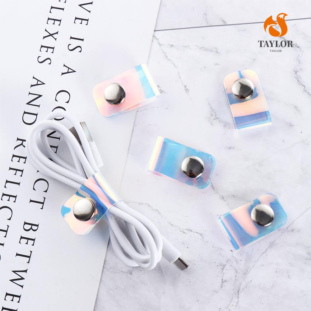 Kẹp Giữ Dây Cáp USB / Điện Thoại Màu Laser Trong Suốt TAYLOR1