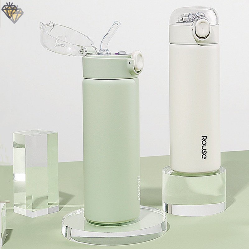 Bình Nước Giữ Nhiệt Bằng Thép Không Gỉ 380ml Thiết Kế Nhỏ Gọn Dễ Thương Kèm Ống Hút Tiện Dụng Mang Theo Du Lịch