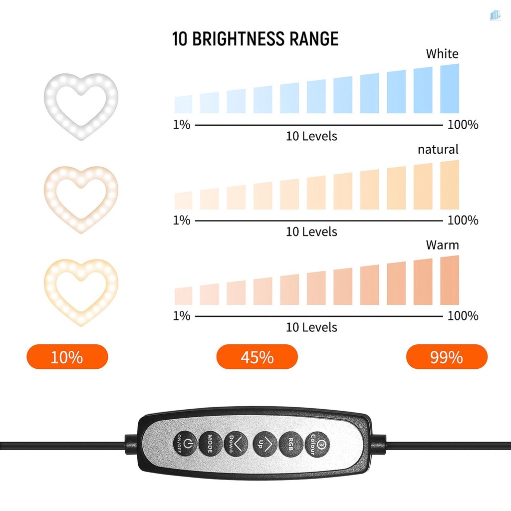 Đèn LED Hình Trái Tim Có Giá Đỡ Để Bàn 10 Inch