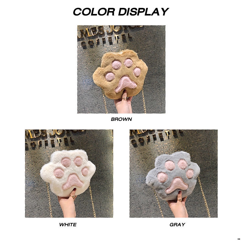 Túi Đeo Chéo Vai Hình Chân Gấu Bông Nhỏ Nhắn Màu Tương Phản Dễ Thương Phong Cách Hàn Quốc Cho Nữ