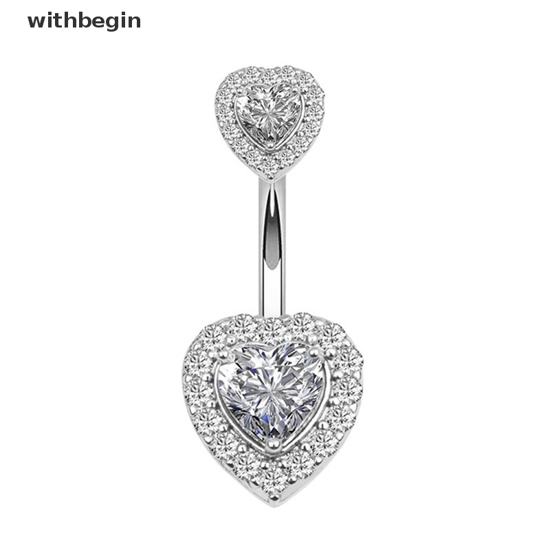 Khuyên Rốn Bằng Thép Không Gỉ Trang Sức Múa Belly Dance Đính Đá Zircon Hình Trái Tim Thời Trang