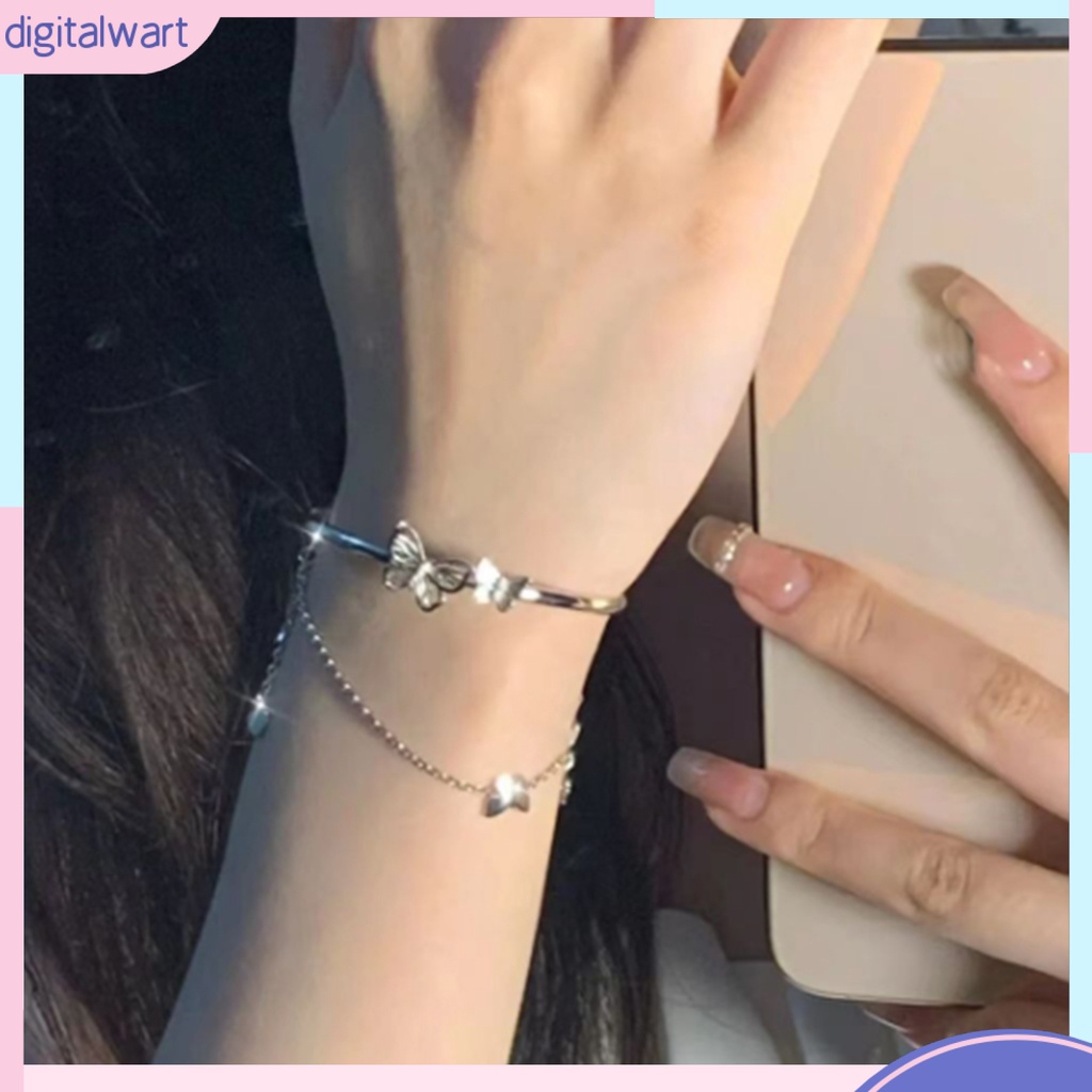 [IGT] Vòng Tay Nửa Dây Xích Nối Có Thể Điều Chỉnh Màu Bạc Hình Bướm Rỗng Thanh Lịch Thời Trang Nữ