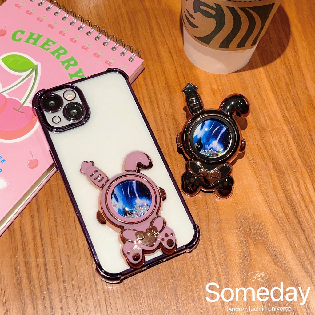 Ốp Điện Thoại Họa Tiết Chú Thỏ Có Túi Khí &amp; Trái Tim Kèm Giá Đỡ Nhẫn Cho iphone