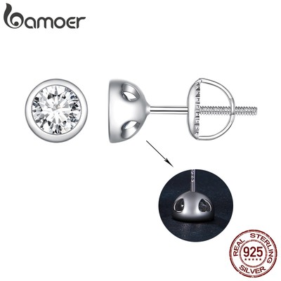 Bamoer Bông Tai Bạc 925 0.5ct Thời Trang Nữ mse026