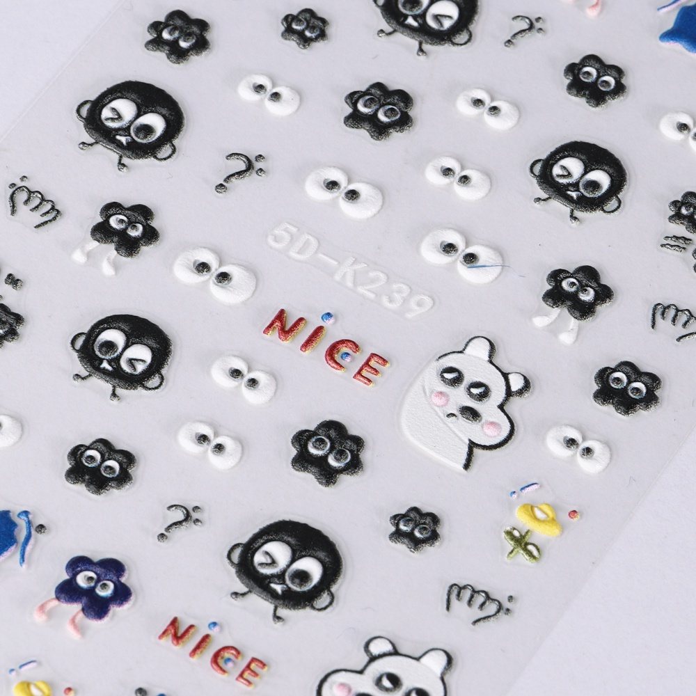 Miếng Dán Trang Trí Móng Tay Họa Tiết Hoạt Hình 5D Độc Đáo