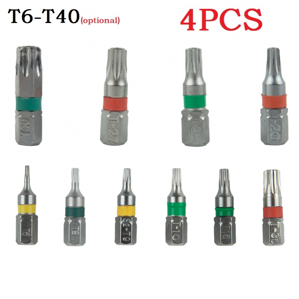 4 Cái # Đầu Tua Vít Lục Giác Từ Tính T6-T40 1 / 4inch Đầu Lục Giác 25mm