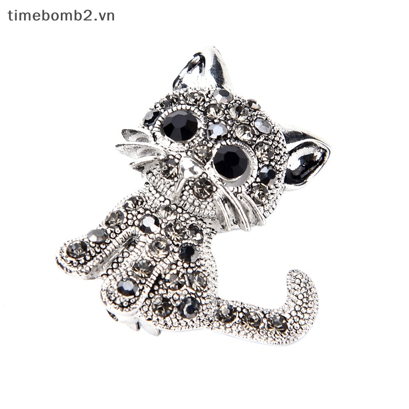 {Timebomb} Trâm Cài Áo Khoác Mạ Bạc Hình Mèo Nhỏ Dễ Thương Thời Trang Cổ Điển