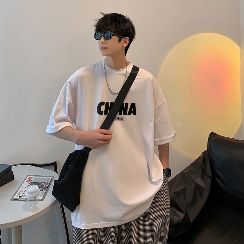 Áo Thun Tay Ngắn Dáng Rộng Chất Lụa Thời Trang Mùa Hè 2022 Cho Nam
