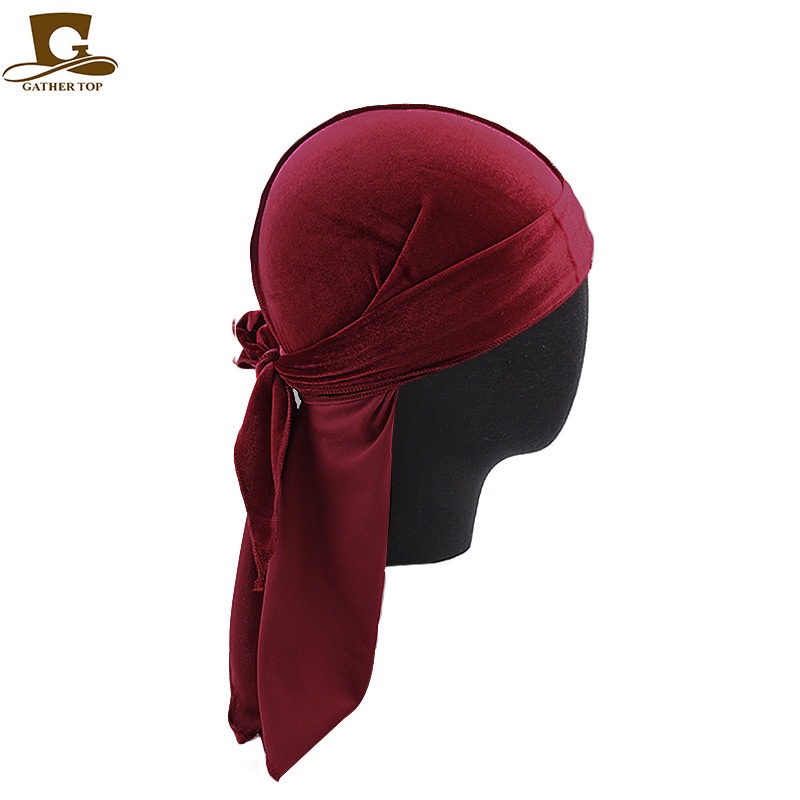 Mũ turban Vải Nhung Phong Cách Cướp Biển Đuôi Dài