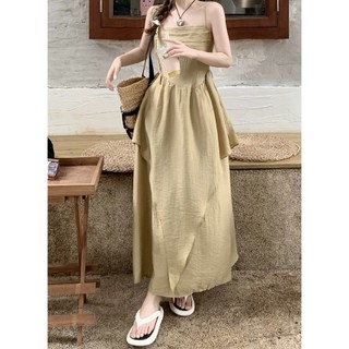 「Nonfatgirl」Đầm Yếm Dáng Dài Lưng Cao Phong Cách Mori Hàn Quốc Cổ Điển Thời Trang Mùa Hè Xinh Xắn Cho Nữ