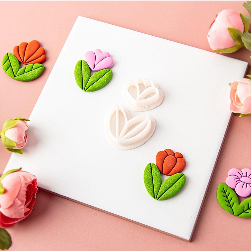 Bộ 2 Khuôn Cắt Bông Tai Hình Hoa Lá Mềm Mại Tiện Dụng