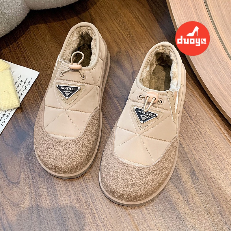 Duoya Giày Lười Lót Bông Dày Dặn Giữ Ấm Mùa Đông Phong Cách Mới 2022 Cho Nữ
