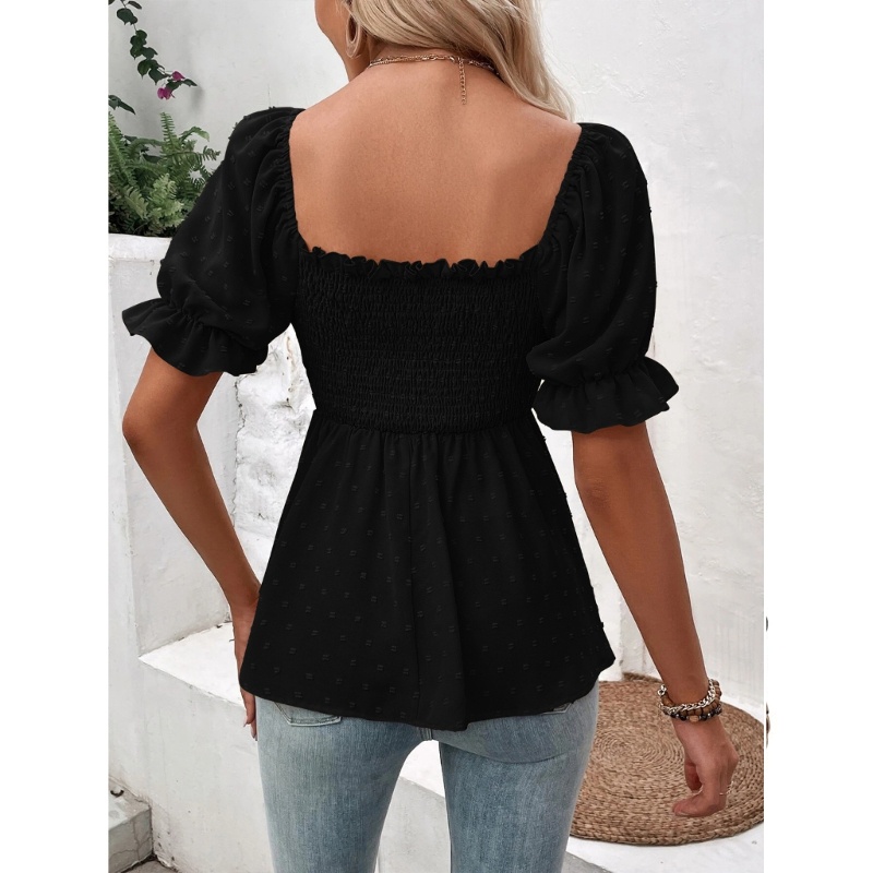 Xiangbao Áo Sơ Mi Cổ Vuông Viền Bèo Nhún Thời Trang Mùa Hè Cho Nữ