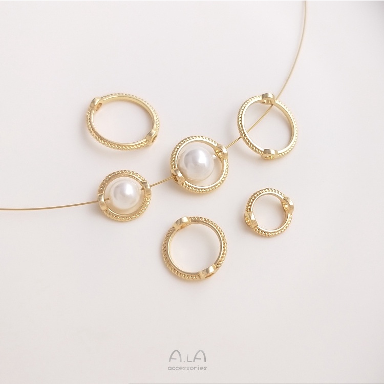 Bộ 10 Hạt Xâu Chuỗi Hai Lỗ Mạ Vàng 14K Dùng Làm Trang Sức Thủ Công