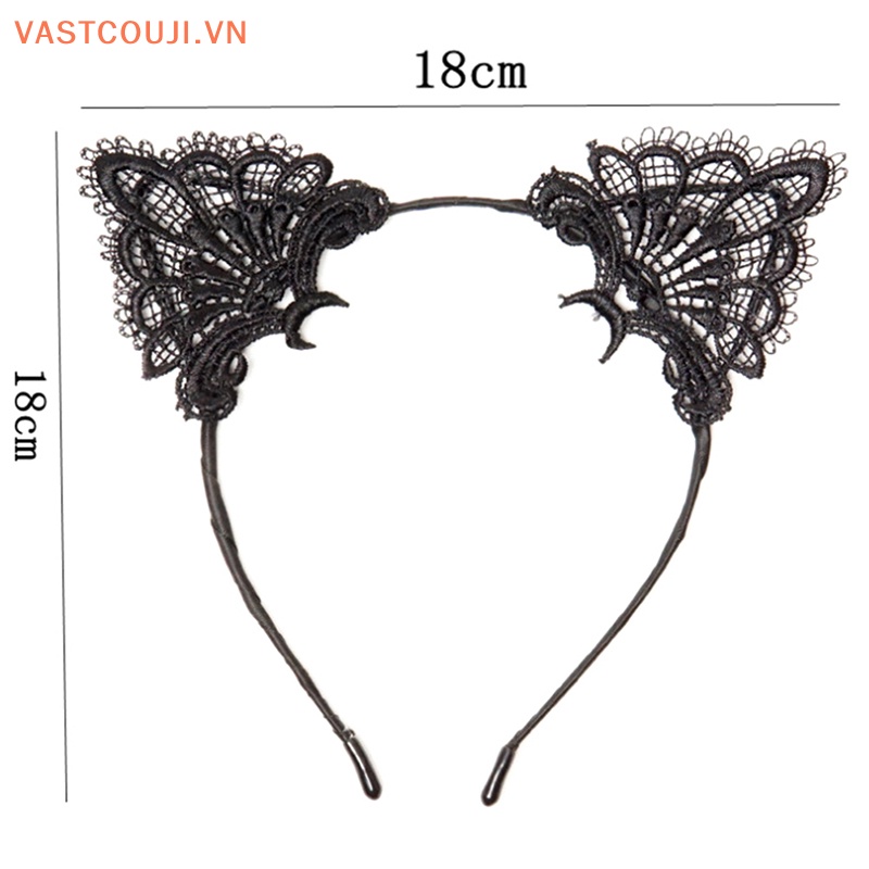 Băng Đô Tai Mèo Phối Ren Màu Đen Gợi Cảm Thời Trang Cho Nữ