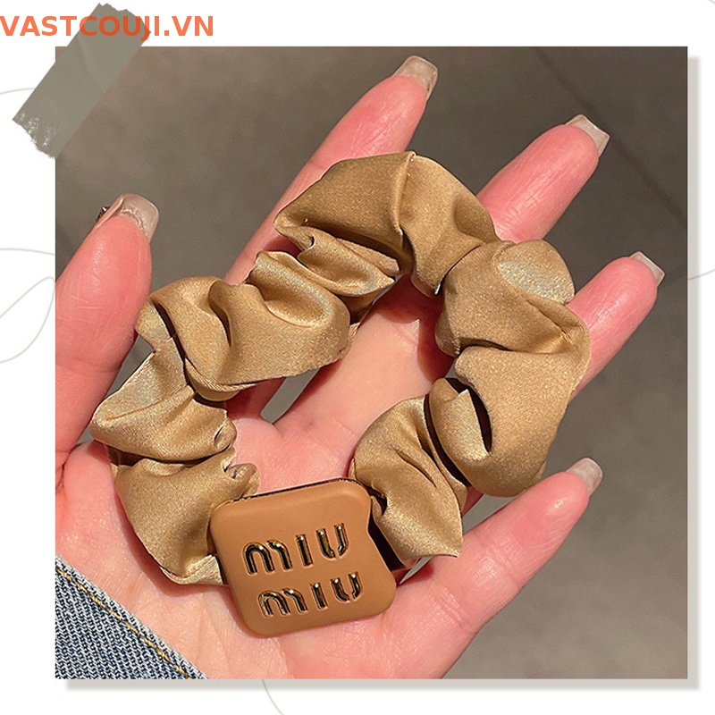 Dây Cột Tóc Lụa Sa Tanh Co Giãn Màu Trơn In Chữ VASTJI Cho Nữ