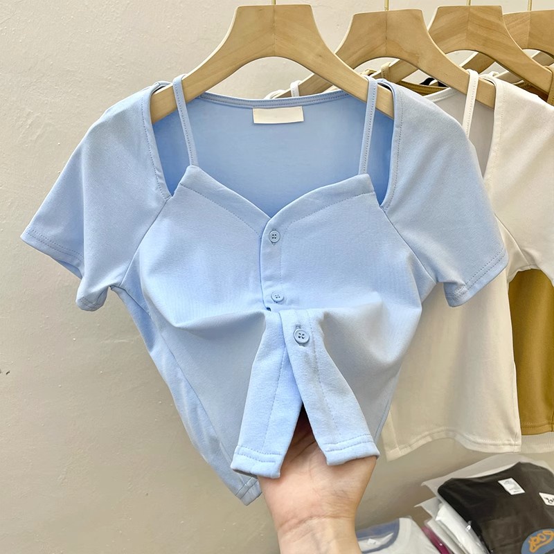 SUXI Áo Thun Tay Ngắn Hở Vai Màu Trơn Thời Trang Dành Cho Nữ