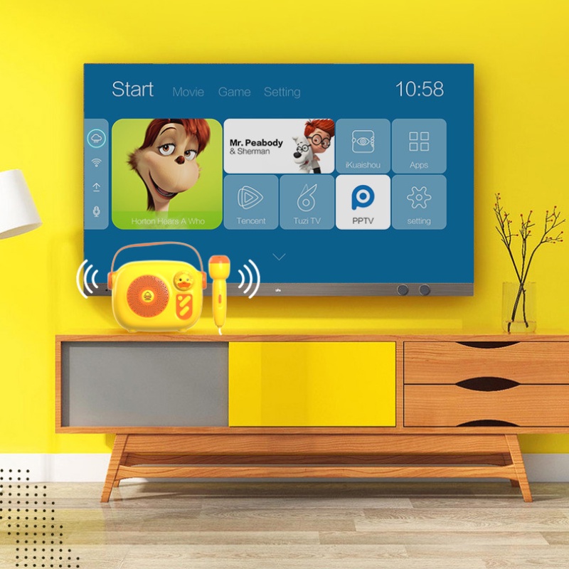 Bộ Đồ Chơi Hát Karaoke Gồm Loa Bluetooth + Micro + Vịt Vàng G + Micro Cho Trẻ Em