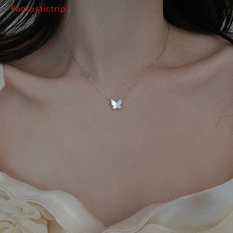 [Fantastictrip] Vòng cổ Mặt Hình Bướm Màu Vàng Đồng Thanh Lịch Đơn Giản Dành Cho Nữ