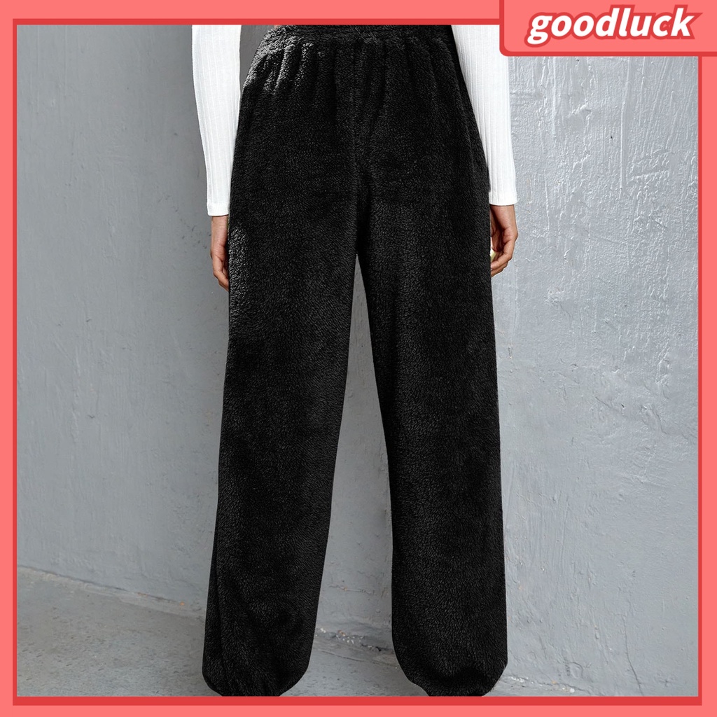 [ULK] Quần Nhung Lông Mềm Mại Lưng Thun Rút Dây Hai Mặt Màu Trơn Đường Phố