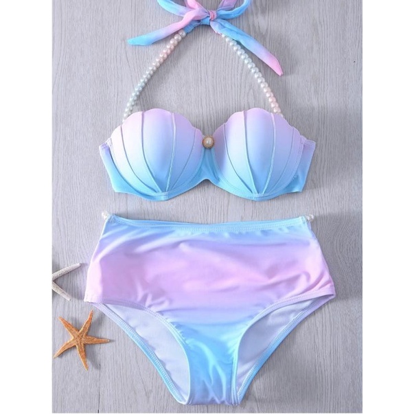 Hàng Mới Về bikini Nàng Tiên Cá Màu gradient Phong Cách Châu Âu