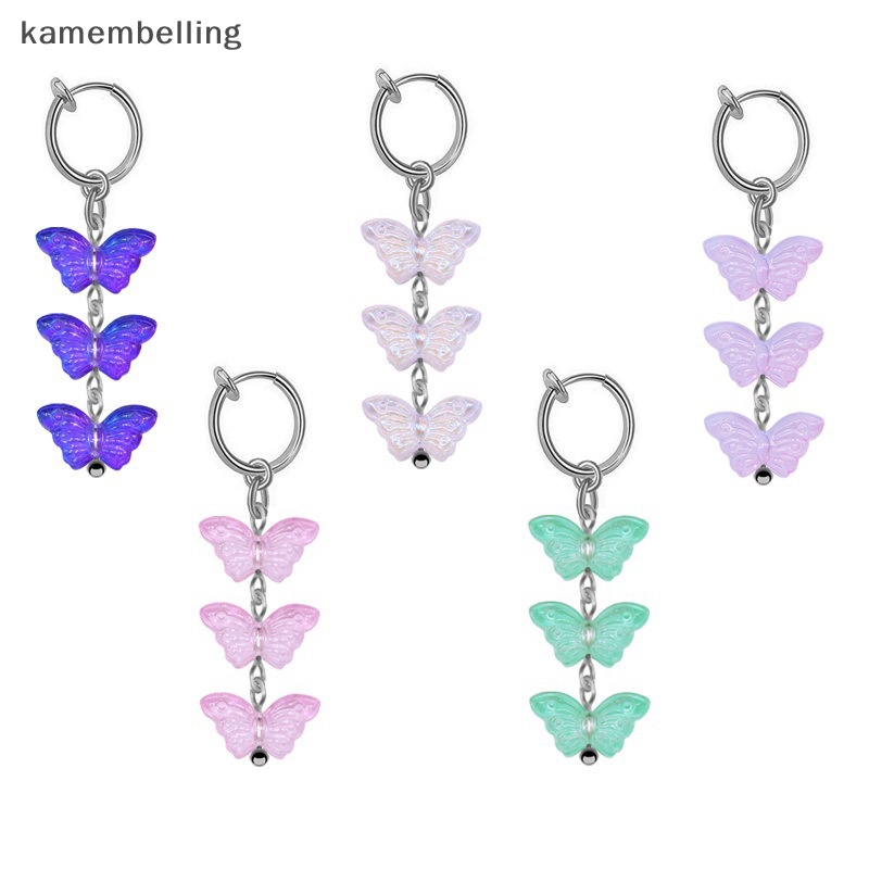 Kamembelling Khuyên Rốn Dạng Kẹp Tua Rua Hình Bướm Thời Thượng Hai Chức Năng Cho Nữ EN