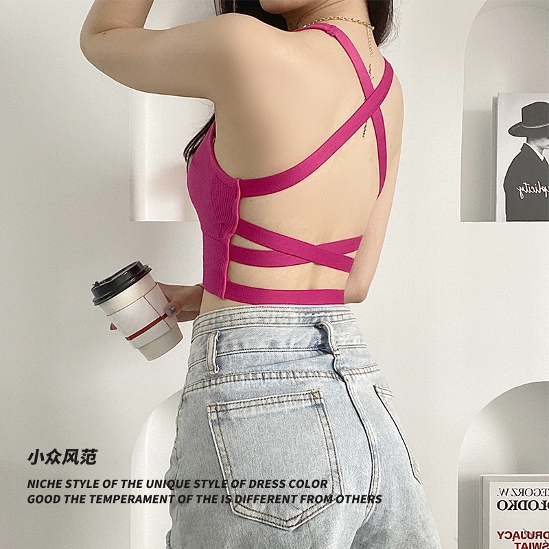 Áo Lót Ống Không Gọng Có Mút Đệm Ngực Hở Lưng Xinh Xắn Dành Cho Nữ