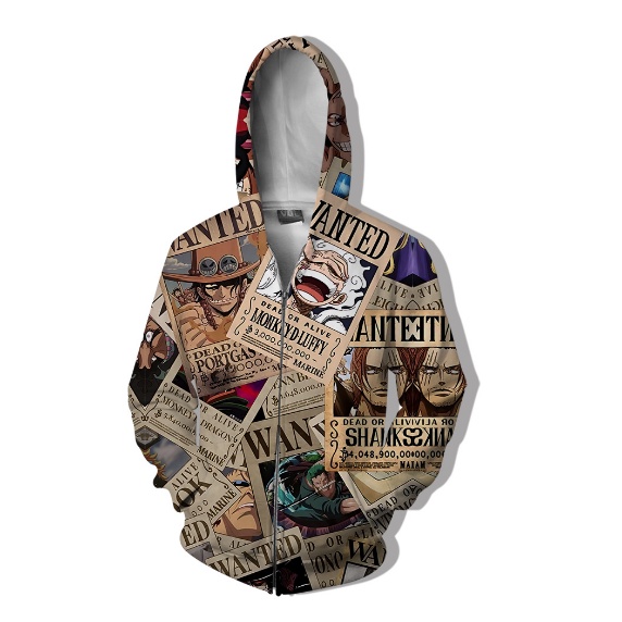 Áo Khoác Khóa Kéo Tay Dài In Hình Nhân Vật Luffy Trong ONE PIECE 3D Thời Trang Cho Nam Và Nữ