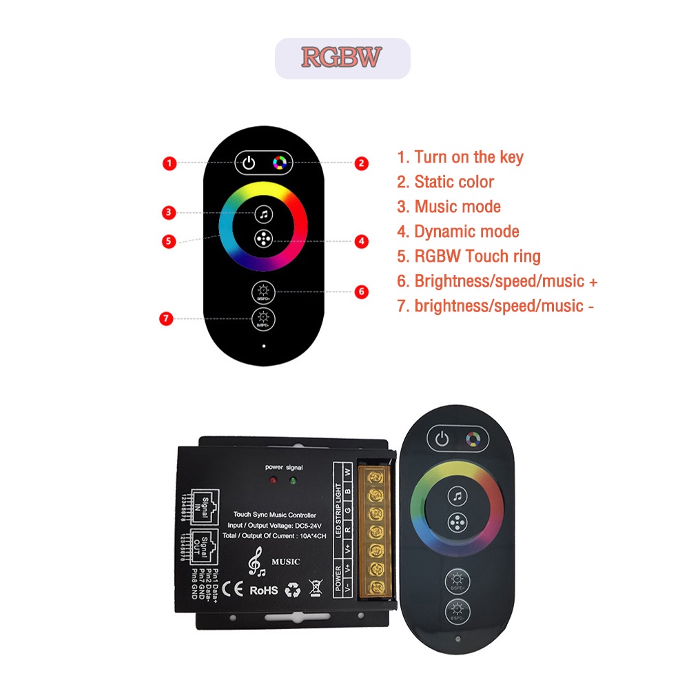 Bộ Điều Khiển Độ Sáng Đèn Led Dây Dc 5-24v 12a 18a Rf6