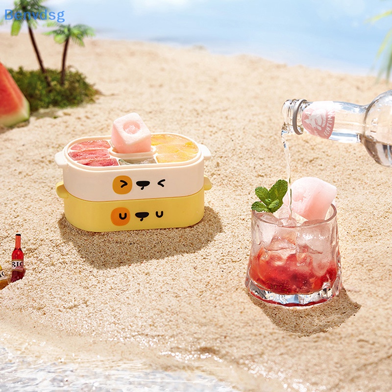 Khay Làm Đá Viên Bằng Silicon Họa Tiết Hoạt Hình Có Nắp Đậy Tiện Dụng