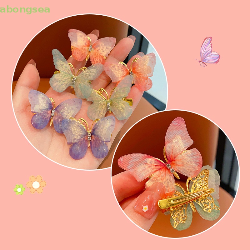 Set 6 Kẹp Tóc Hình Bướm Nhiều Màu Dễ Thương Cho Bé Gái