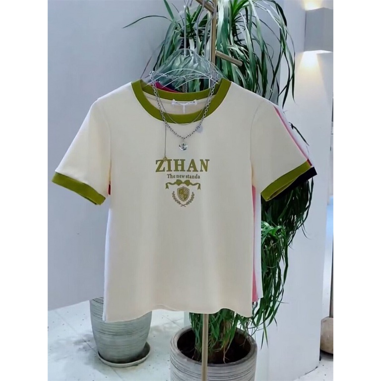 Áo Thun Cotton Nguyên Chất Tay Ngắn In Chữ Màu Sắc Tương Phản Thời Trang Mùa Hè 2023 Cho Nam Và Nữ