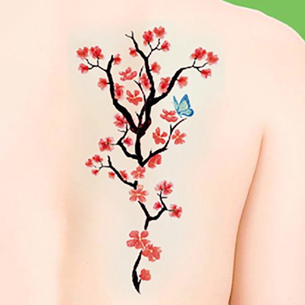 1 Tờ Hình Xăm Dán Tạm Thời Hình Hoa Mận / Cá Voi / Bóng Đèn Chống Thấm Nước